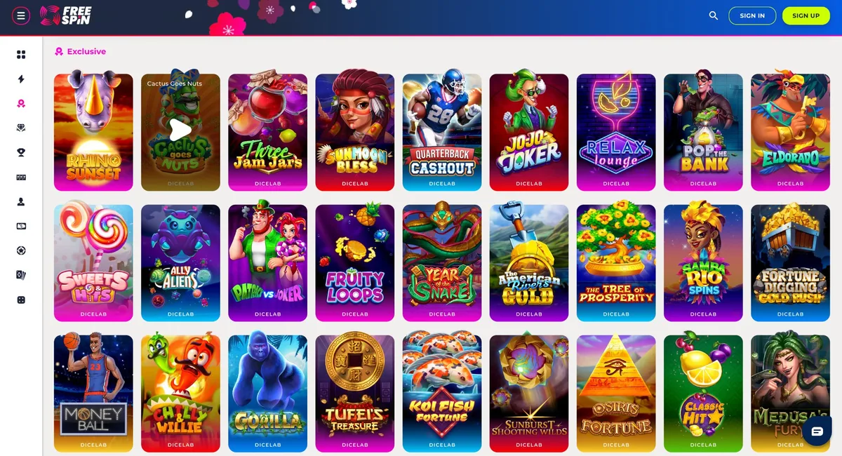 Free Spin Casino exclusive DiceLab slots for Ohio players including Gorilla