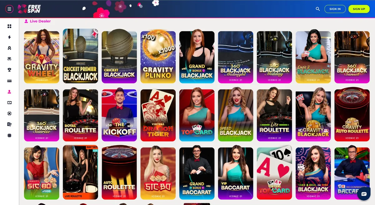 Free Spin Casino live dealer section for Ohio players — Blackjack, Roulette, Baccarat